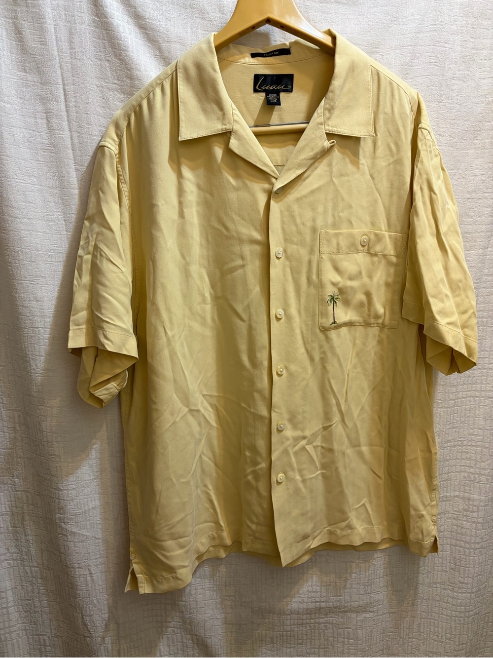 Vintage Lux Pale Yellow Short-Sleeve Button-Down Camp Shirt